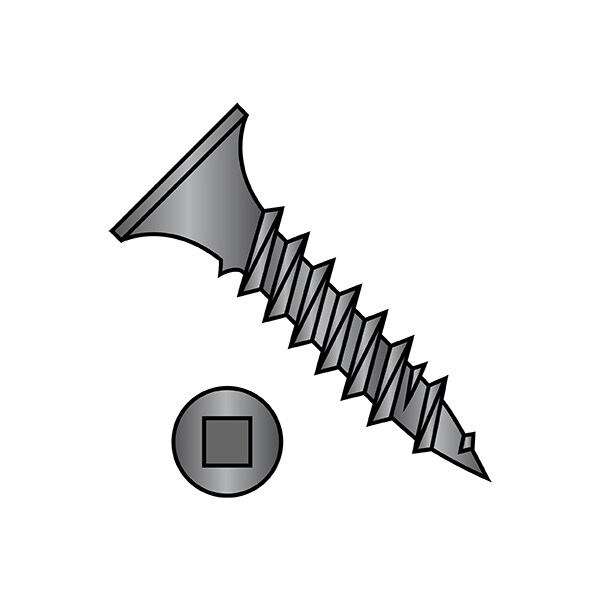 Zoro Select Drywall Screw, #8 x 3 in, Steel, Flat Head Square Drive, 2000 PK 0848YQG - main