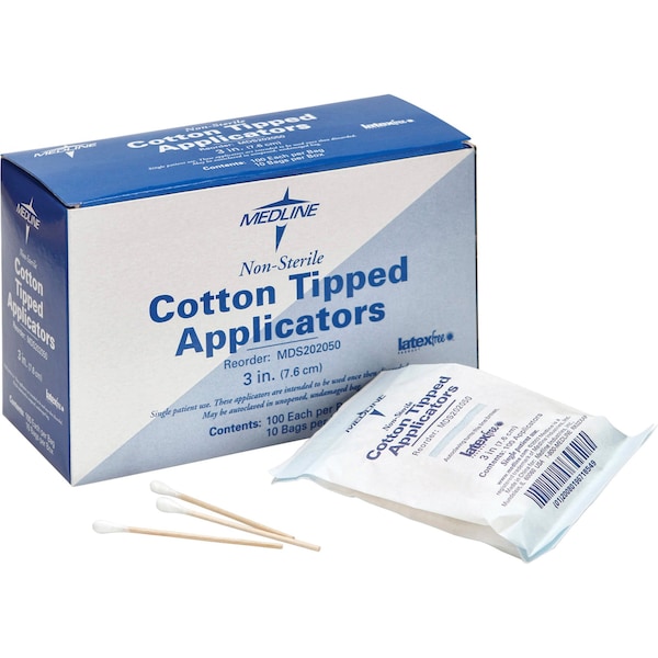 Medline Nonsterile Cotton-Tip Applicators, PK1000 MDS202050