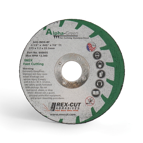 ReFa - green Rex Cut Alpha Green Cut Off Wheel 4 1/2 X .045 X 7/8 T1