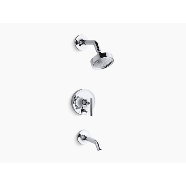 Kohler Purist(R) Rite-Temp(R) Pressure-Balancing Bath And Shower Faucet Trim With Push-Button Diverter And Lever Handle, Valve Not Included T14420-4-CP - main