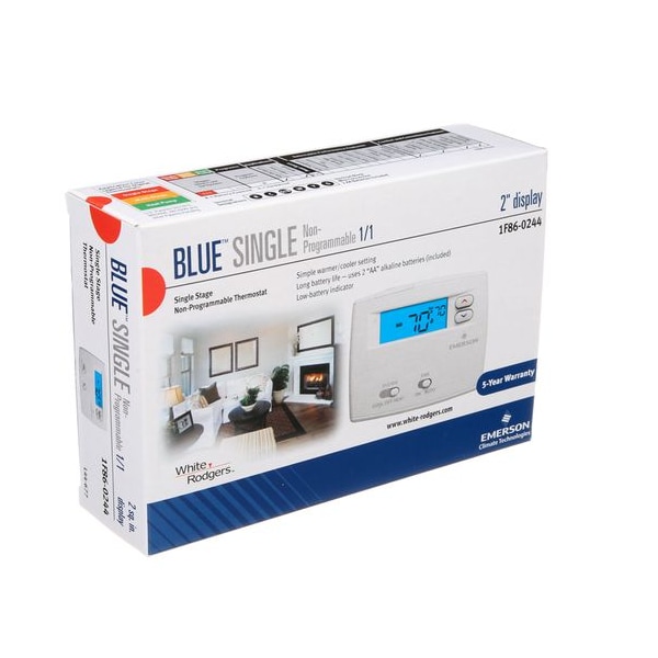 White-Rodgers NonProgrammable Thermostat, 24V, 1H/1C, 45 Degrees to 99  Degrees F 1F86-0244 | Zoro