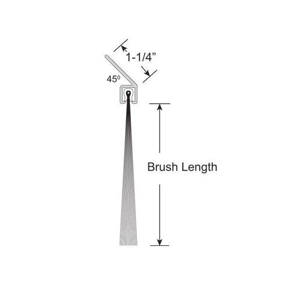American Garage Door Supply Brushseal, Polyp., 1-1/4-in x 45 Degree Holder, 1-in Brush, 94-in. BP4121-94 - main