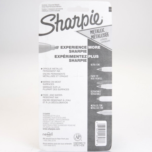 Sharpie Metallic Chisel Permanent Marker, PK3 2089609 | Zoro