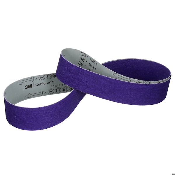 3M Cubitron Cloth Grinding Belt, Coated, Ceramic, 36 Grit, Coarse, Cubitron 1184F, Purple 7100317510 - main