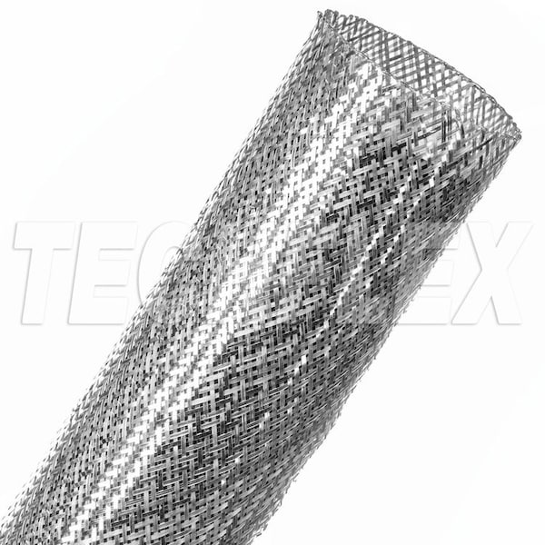 Techflex Braided Cable Sleeve, 1-1/2 in Inside Dia., 3 in Max Bundle Dia., 25 ft, Silver CXN1.50SV - main