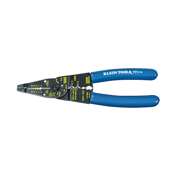 Klein Tools Long Nose Multi Tool Wire Stripper, Wire Cutters, Crimping Tool, 10-22 AWG, 8-1/4 in, Blue 1010 - main