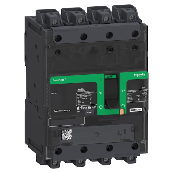 Schneider Electric Molded Case Circuit Breaker, POWERPACT B Series, 100A, 4 Pole, 347/600V AC, 25kA at 240V AC BDL46100 - main