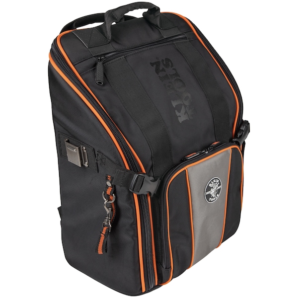 Klein Tools Backpack, Tool Backpack, Black/Gray/Orange, 21 Pockets 55655 Zoro