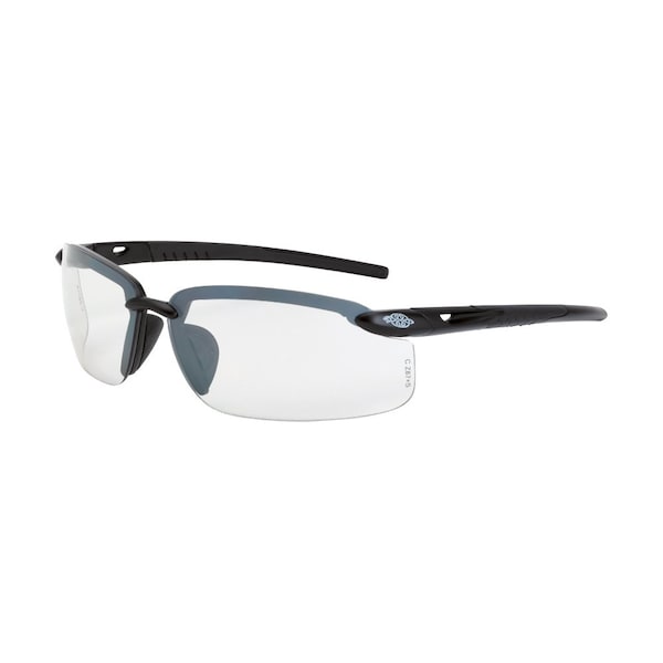 Crossfire Safety Glasses, Wraparound Clear Polycarbonate Lens, Scratch