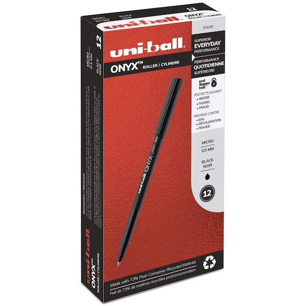 Uni-Ball Pen, Uniball, Onyx, Bk, PK12 UBC60040 Zoro
