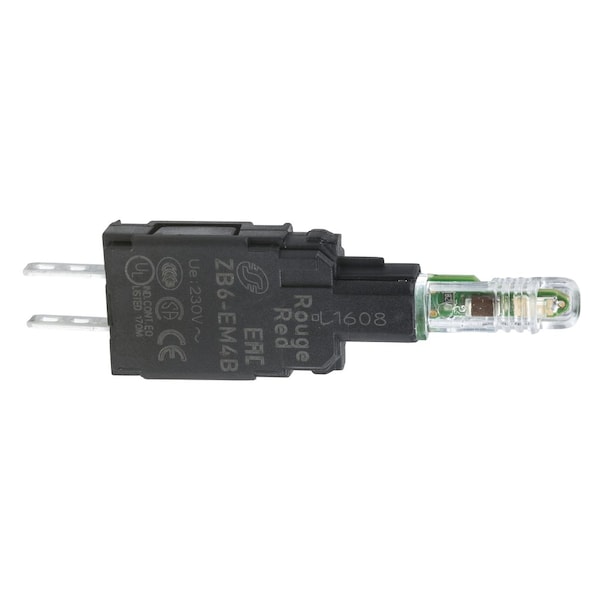 Schneider Electric Complete body for pilot lights, Harmony XB6, red light block, with body fixing collar, integral LED, 230.240V AC ZB6EM4B - main
