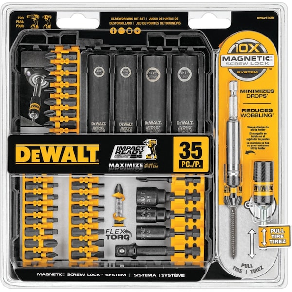 Dewalt 35 Piece Screwdriver Bit Set, 1/4