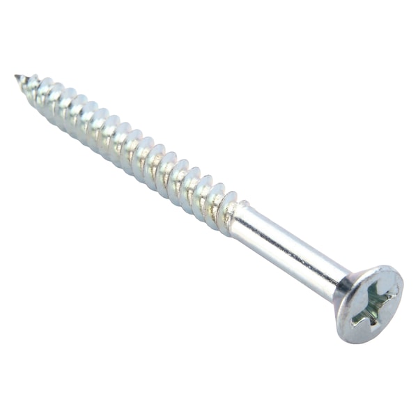 Zoro Select Wood Screw, No. 8, 2 in, Zinc Plated Steel Flat Head Phillips Drive, 100 PK U25120.016.0200 - main