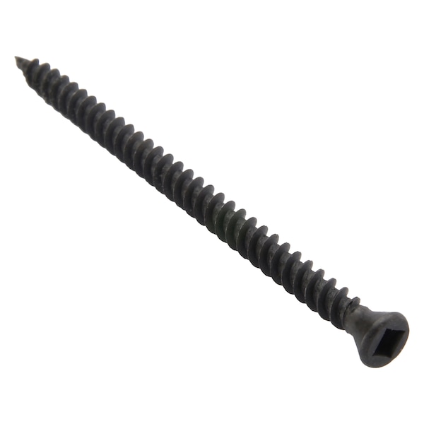 Zoro Select Wood Screw, No. 6, 2-1/4 in, Black Phosphate Steel Trim Head Square Drive, 181 PK DQTI0-60225-181P - main