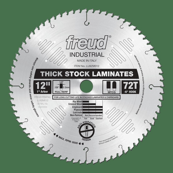 Freud Thick-Stock Laminate Blade, 12" x 72T LU92M012 - main