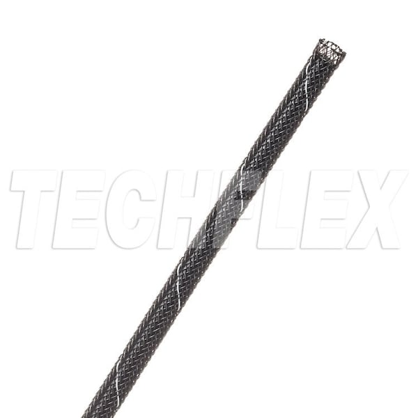 Techflex Braided Cable Sleeve, 1/8 in Inside Dia., 1/4 in Max Bundle Dia., 225 ft, Black; White HTN0.13TB - main