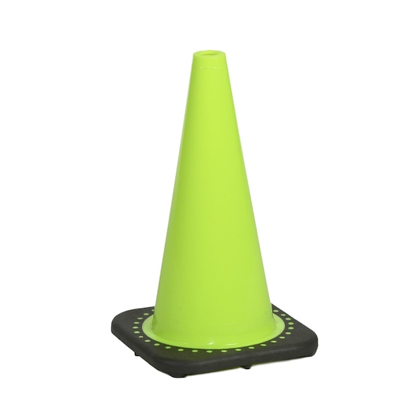 Mutual Industries Traffic Cone with 3 lb. Plain Finish, PK2, Plastic, 18 in Height, 10 in Length, 3 pounds, Lime 2 PK M17716-18-3 - main