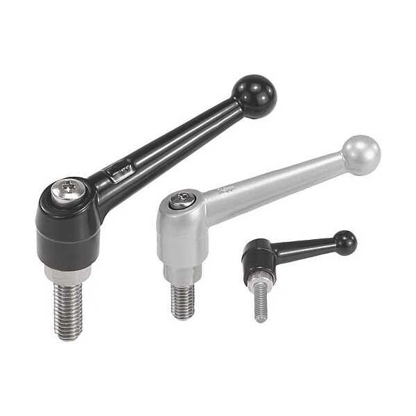 Kipp Adjustable Handle 1/4-20, Ext, SS, 1.99, 1.85, Black K0117.1A21X50