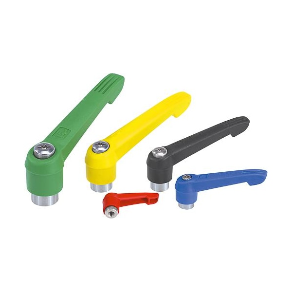 Kipp Adjustable handle, plastic, black, 1/2-13 stainless threads K0270.4A51