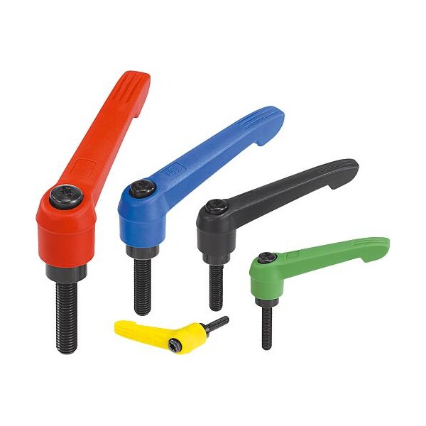 Kipp Adjustable handle, plastic, black, 3/8-16x25mm steel thread K0269.2A41X25