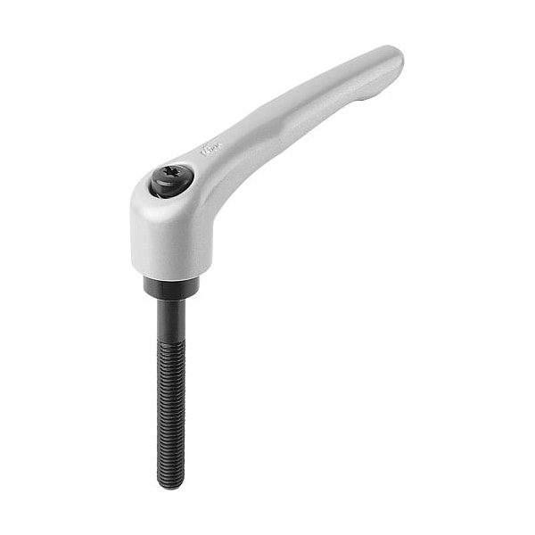 Kipp Adjustable Handle, Modern Design, Sz. 2, M10X60, Die Cast Zinc Silver Metallic, Comp: Steel K0122.2103X60 - main
