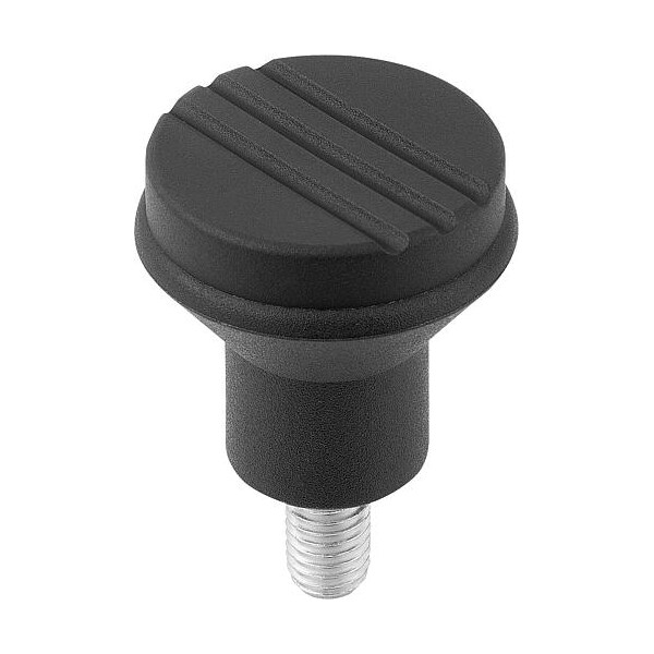 Kipp Mushroom knob, plastic, black, M5 x 10 mm, stainless K0251.05X10