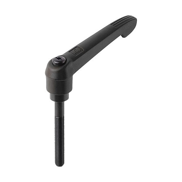 Kipp Adjustable handle, plastic, black, M10x60mm steel thread K0269.2101X60