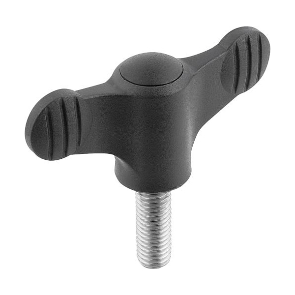 Kipp Wing grip, black plastic, M8 x 40mm, with black cap K0274.0208X40