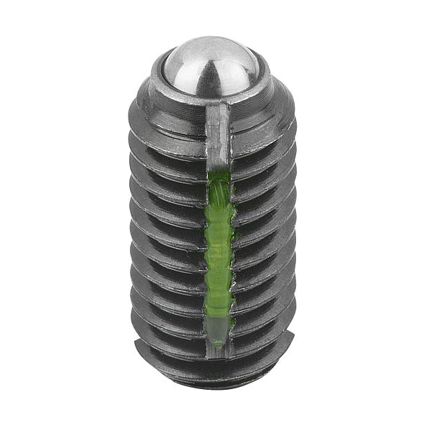 Kipp Spring Plunger Standard Spring Force, Long-Lok D=M03 L=7, Steel, Comp: Ball Steel K0321.03 - main