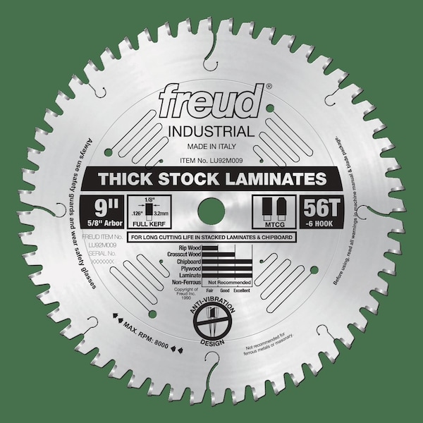 Freud Thick-Stock Laminate Blade, 9" x 56T LU92M009 - main
