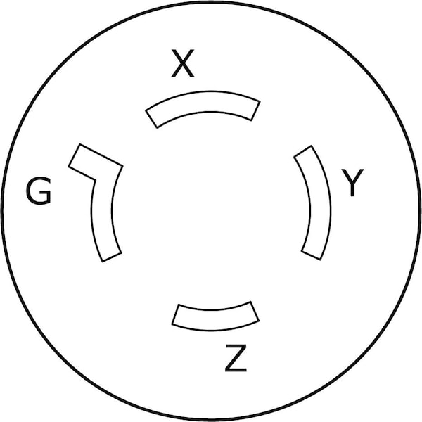 Ericson Watertight Locking Connector, L16-20R, 20 A, 480V AC, Three Phase, 3 Pole, Black 2424-CW6P-BLK - main