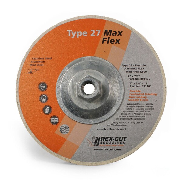 Rex Cut Max Flex Grinding Disc 7 x 5/8-11 T27 Ma 891102 - main