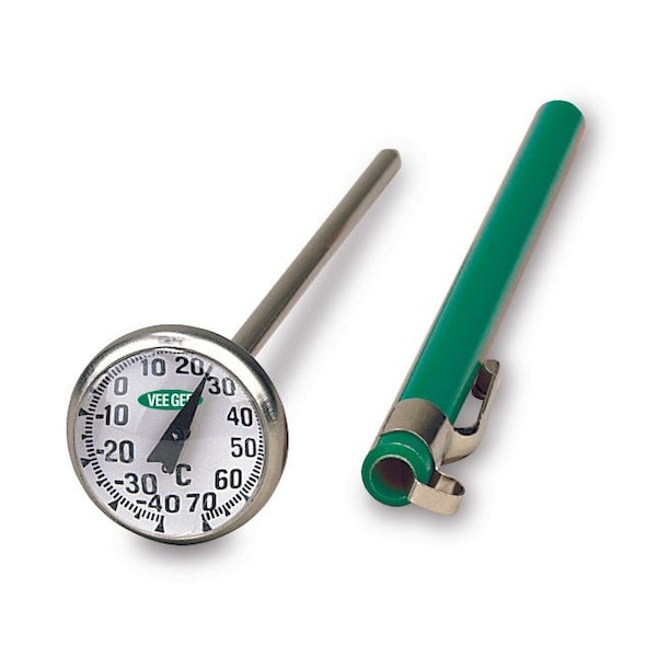 Vee Gee Thermometer, Dial, -40 to 70 degrees C 81070