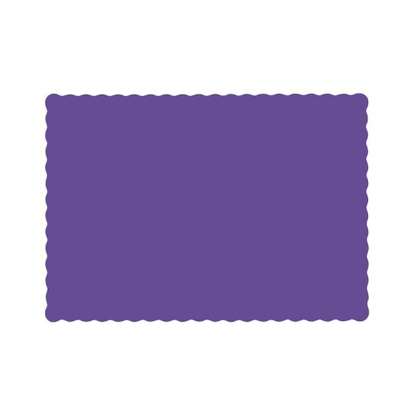 Hoffmaster 10" x 14" Scalloped Purple Paper Placemats, PK1000 310557 - main