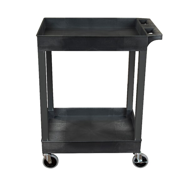 Luxor Plastic Utility Tub Cart - 24" x 18" - Two Shelf - Black SEC11-B - main