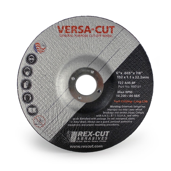 Rex Cut Versa-Cut Cut Off Wheel 6 X .045 X 7/8 T27 Versa-Cut 890101 - main