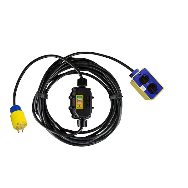 Ericson SJTW GFCI Extension Cord, 12 AWG, 12/3, 2 Outlets, 5-15R, Black, 5-15P, 50 ft XG2-12-50B-15 - main