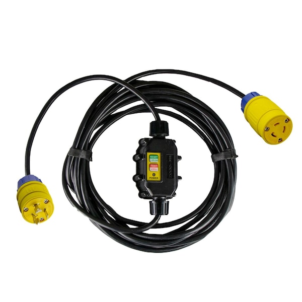 Ericson Inline GFCI GFCI Extension Cord, 12 AWG, 12/3, 1 Outlets, 5-15R, Black, L5-20P, 25 ft XG2-12-25G-LKG - main