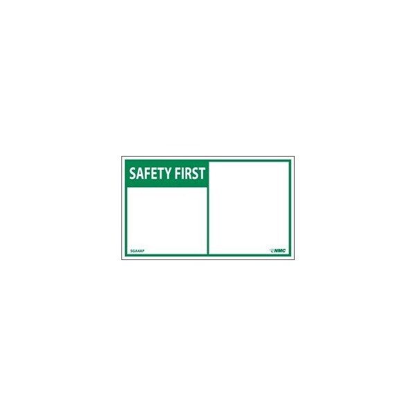 Nmc SAFETY FIRST, BLANK, 3X5, PS SGA4AP | Zoro