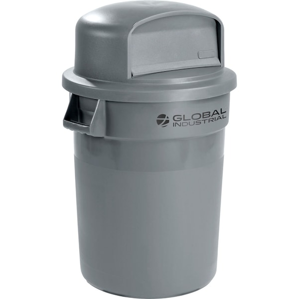 Global Industrial Plastic Trash Can with Dome Lid, 32 Gallon Gray ...
