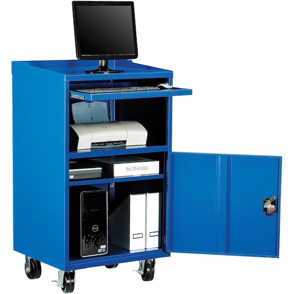 Global Industrial Mobile Computer Cabinet, Blue, Assembled, 27W x 24D x ...