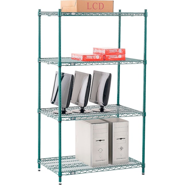 Alera Wire Shelving Starter Kit, Four-shelf, 36w X 18d X 72h, Black