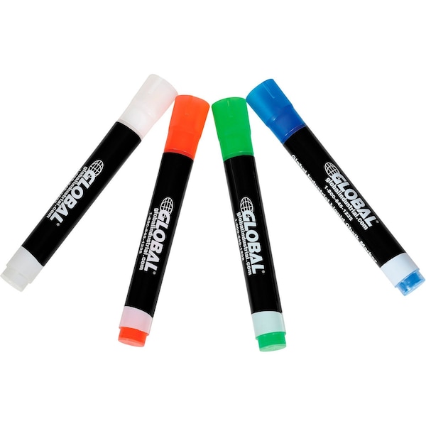 Global Industrial Wet Erase Chalk Markers, Assorted Colors, 4PK 695694 ...