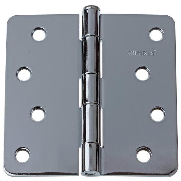 Gliderite Hardware 4 in. Polished Chrome Door Hinge with 1/4 in. Corner ...