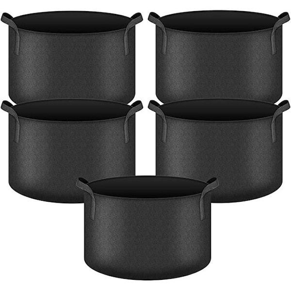 Ipower Grow Bag, 20-gallon, 5-pack, Black, 5PK GLGROWBAG20X5BLK | Zoro