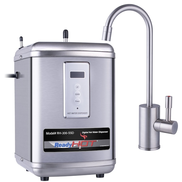 Ready Hot Instant Hot Water Dispenser with Brushed Nickel Hot Water Faucet  and Digital Display 41-RH-300-F570-BN