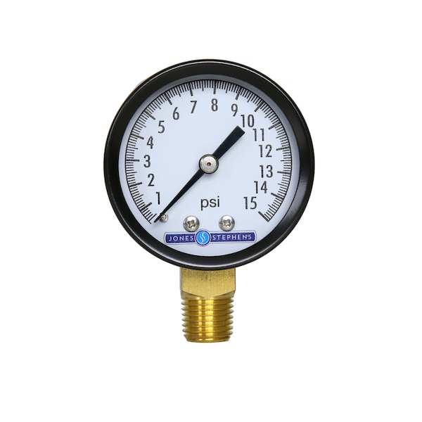 Psi Tags Jones Stephens 2in. 15 psi Pressure Gauge G60015 | Zoro