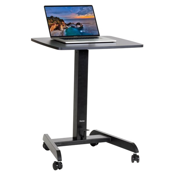 Kantek Sit Postazione Mobile Per Computer Con Supporto Monitor LCD E Porta Bicchiere - Altezza Regolabile