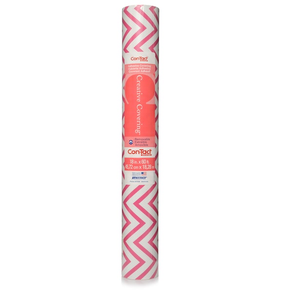 CON-TACT Adhesive Drawer and Shelf Liner,Chevron Pink 18x60 Ft., PK6  (60F-C9AP16-06)