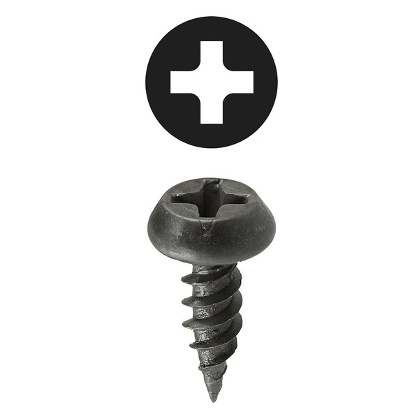 100-Pack Steel Sheet Metal Screws – Black Oxide Finish, Pan Head Phillips Drive, Type AB, #10-16 X 1/2 Inch